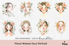 Floral Woman Face Portrait Clipart Bundle