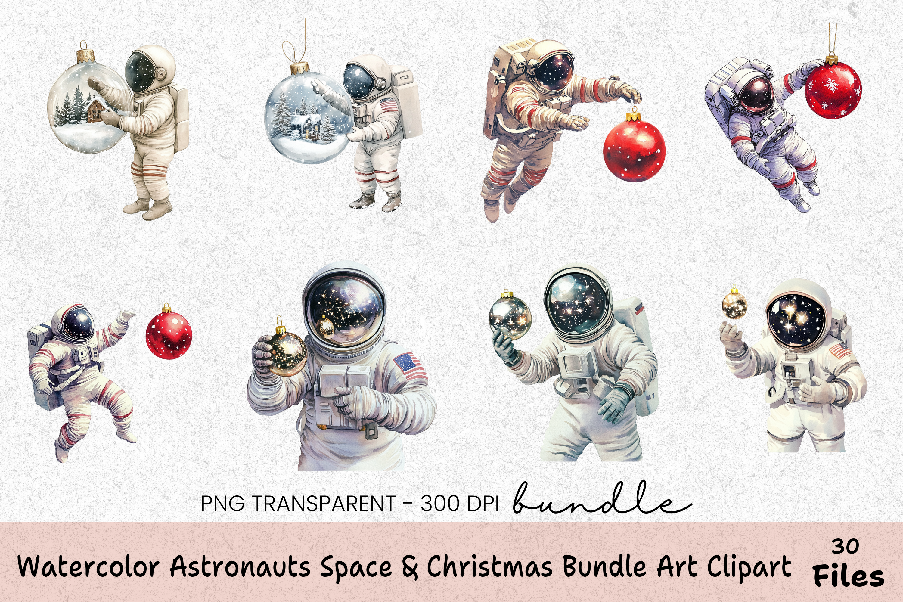 Astronauts & Christmas Art Clipart Bundle