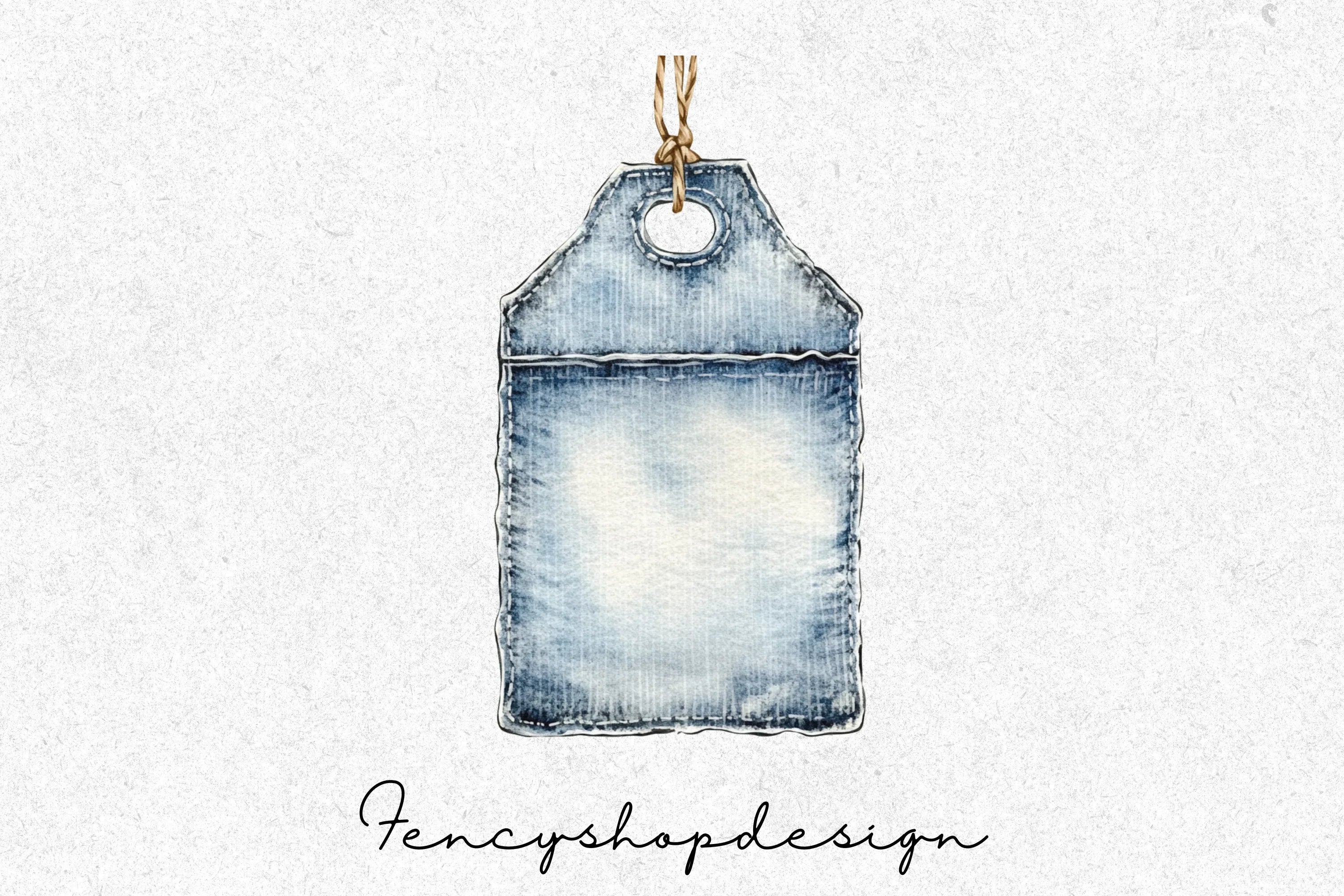 Distressed Denim Tags Clipart Bundle
