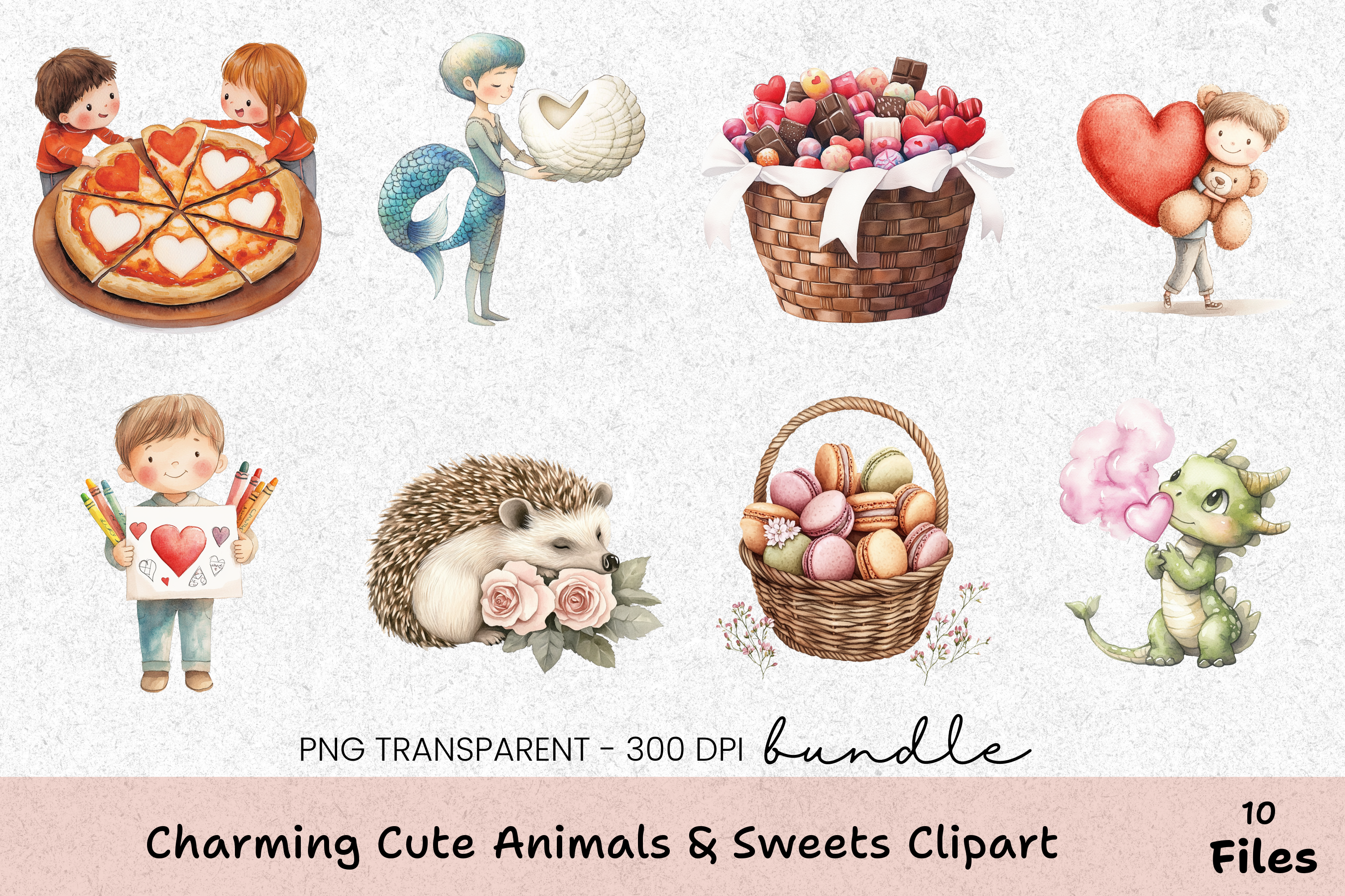 Charming Cute Animals & Sweets Clipart Bundle