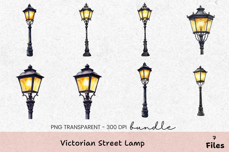 Victorian Street Lamp Clipart Bundle - CraftNest - Digital Crafting and Art