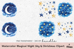 Magical Night Sky & Christmas Clipart Bundle - CraftNest - Digital Crafting and Art