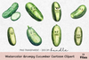 Grumpy Cucumber Cartoon Clipart Bundle