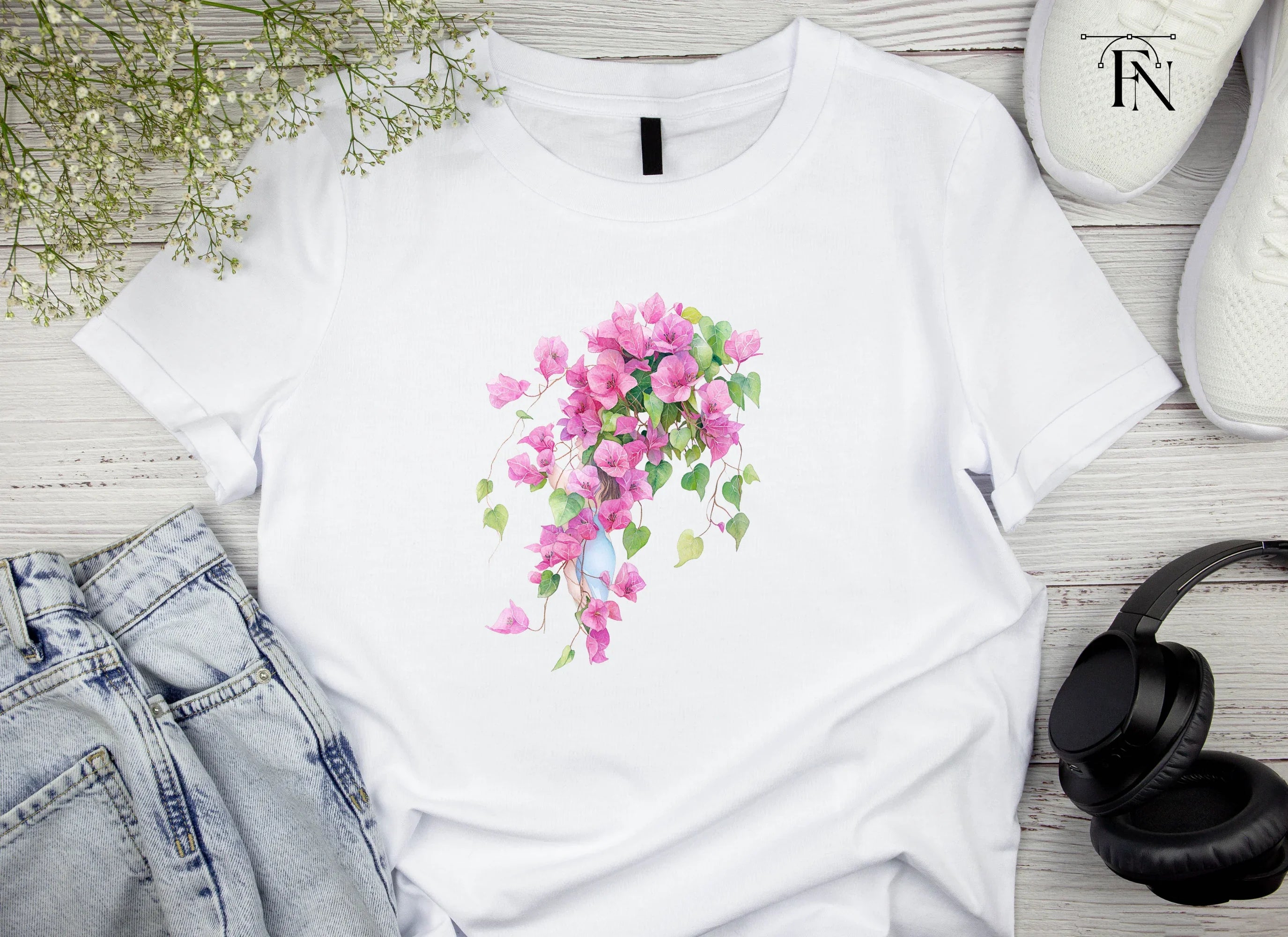 Pink Bougainvillea Floral Clipart Bundle