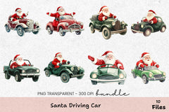 Santa Driving Car Clipart Bundle - CraftNest - Digital Crafting and Art