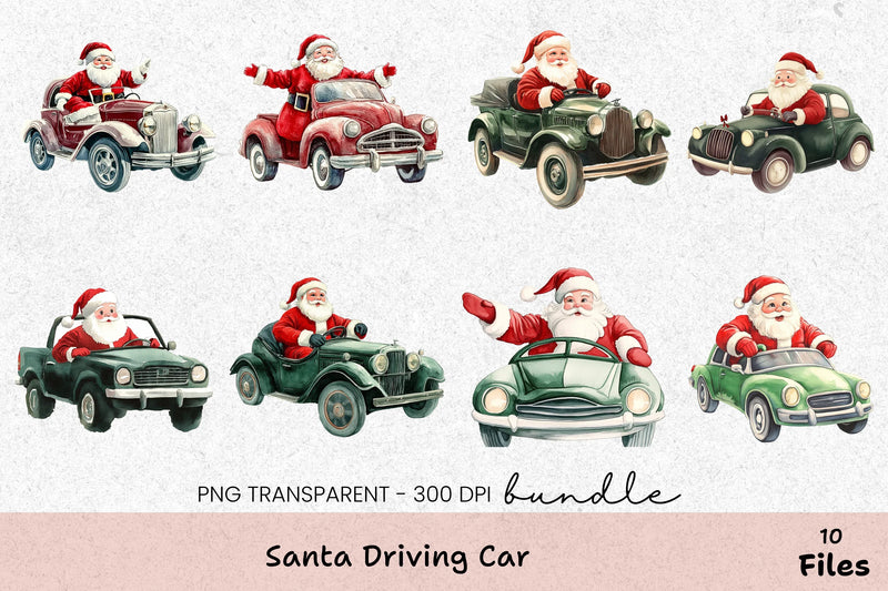 Santa Driving Car Clipart Bundle - CraftNest - Digital Crafting and Art