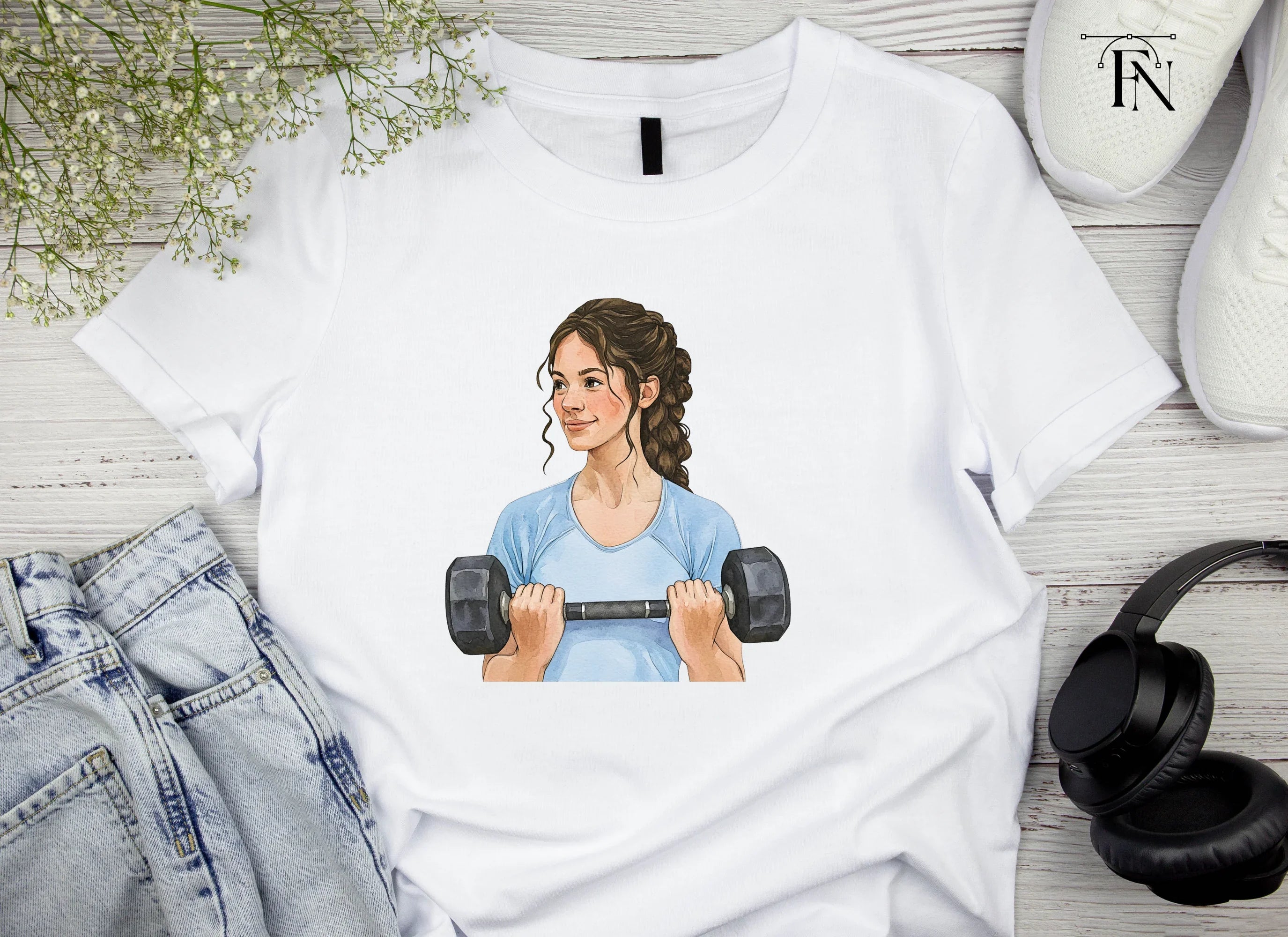 Smiling Woman with Dumbbell Clipart Bundle