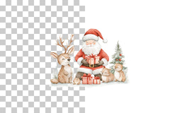 Woodland Animal with Santa Clipart Bundle - CraftNest - Digital Crafting and Art