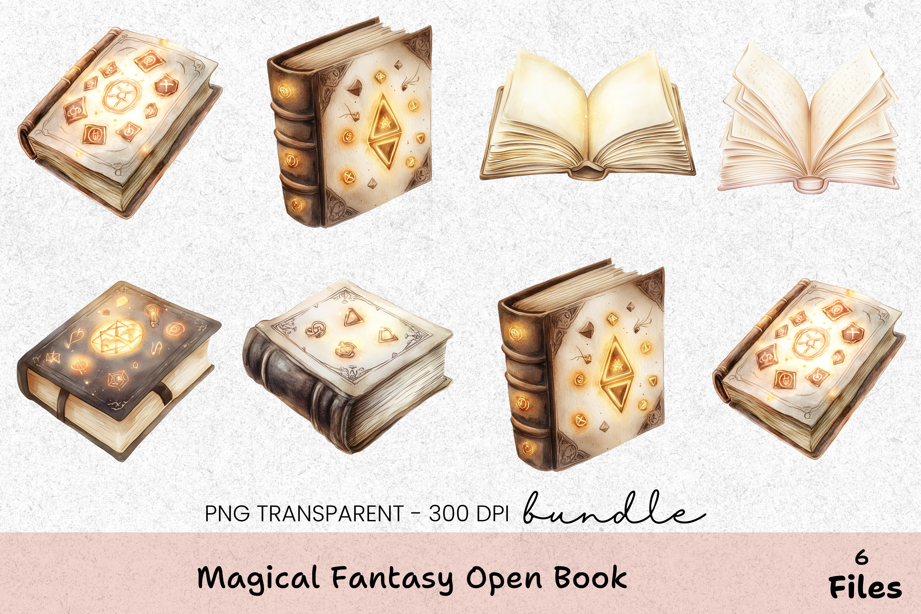 Magical Fantasy Open Book Clipart Bundle