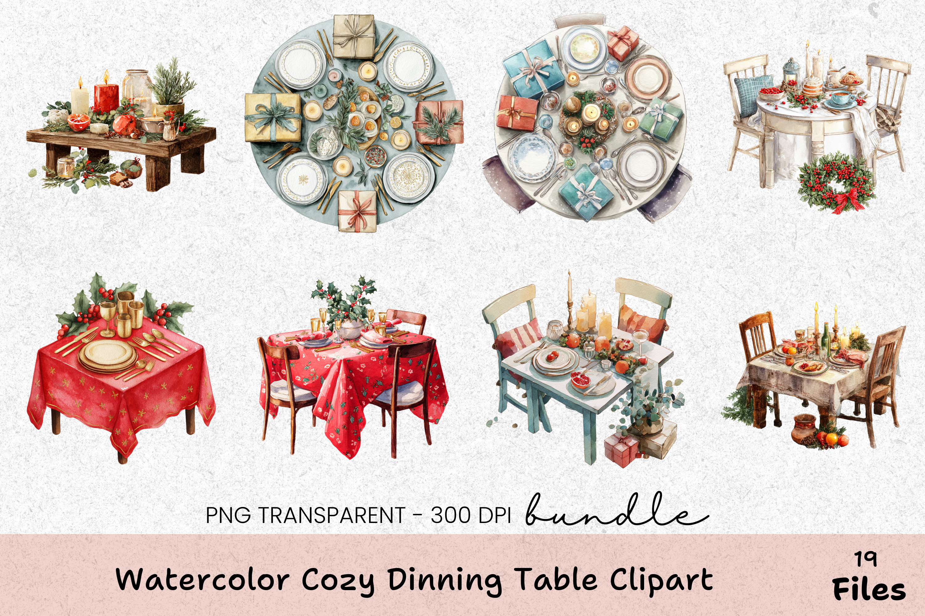 Cozy Dining Table Clipart Bundle