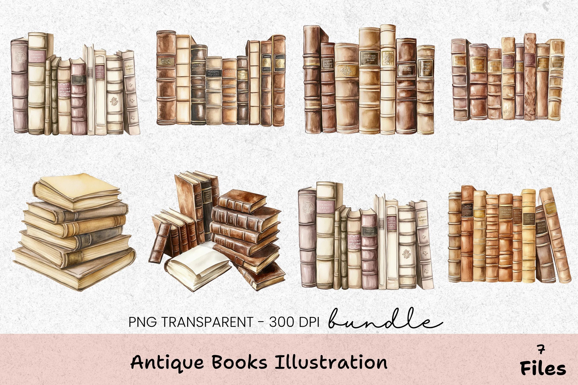 Antique Books Illustration Clipart Bundle - CraftNest - Digital Crafting and Art