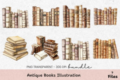 Antique Books Illustration Clipart Bundle - CraftNest - Digital Crafting and Art