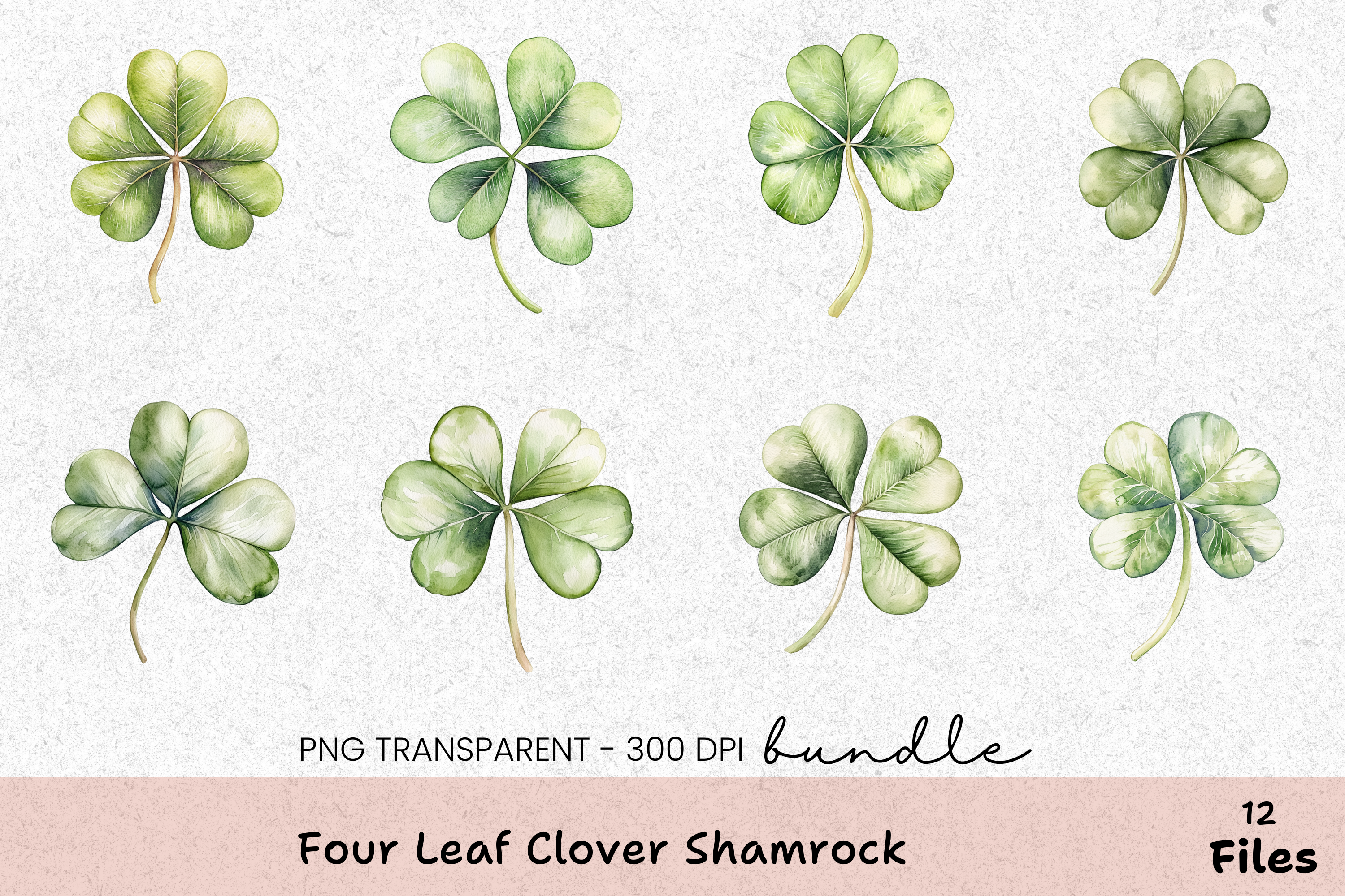 Four Leaf Clover Shamrock Clipart Bundle