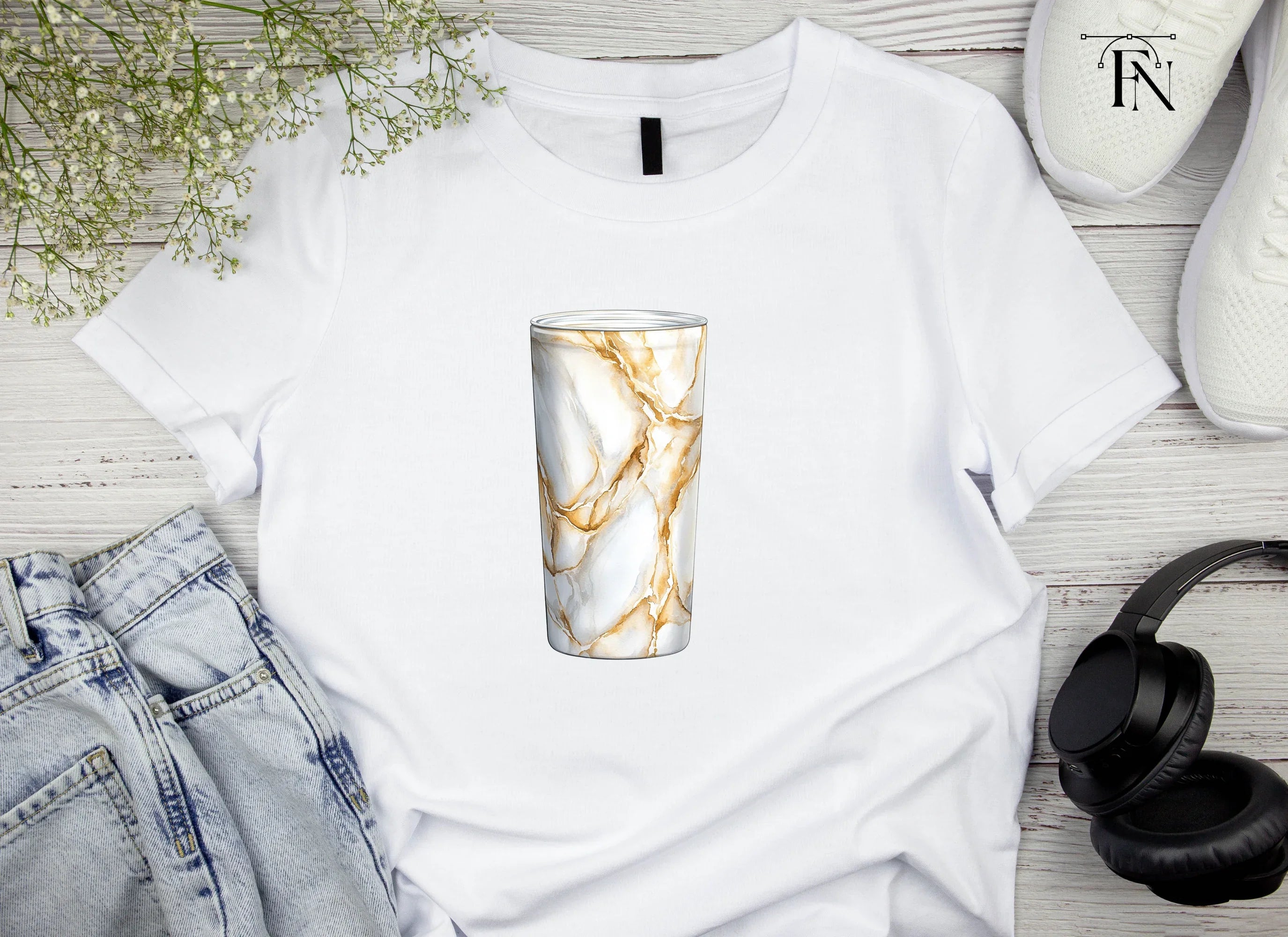 Gold Marble Tumbler Clipart Bundle