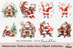 Festive Santa Claus Clipart Collection Bundle - CraftNest - Digital Crafting and Art