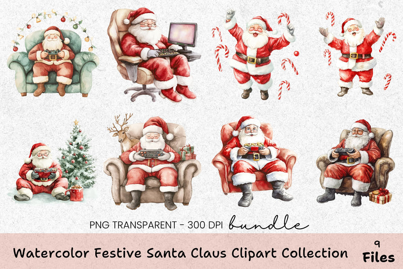 Festive Santa Claus Clipart Collection Bundle - CraftNest - Digital Crafting and Art