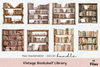 Vintage Bookshelf Library Clipart Bundle