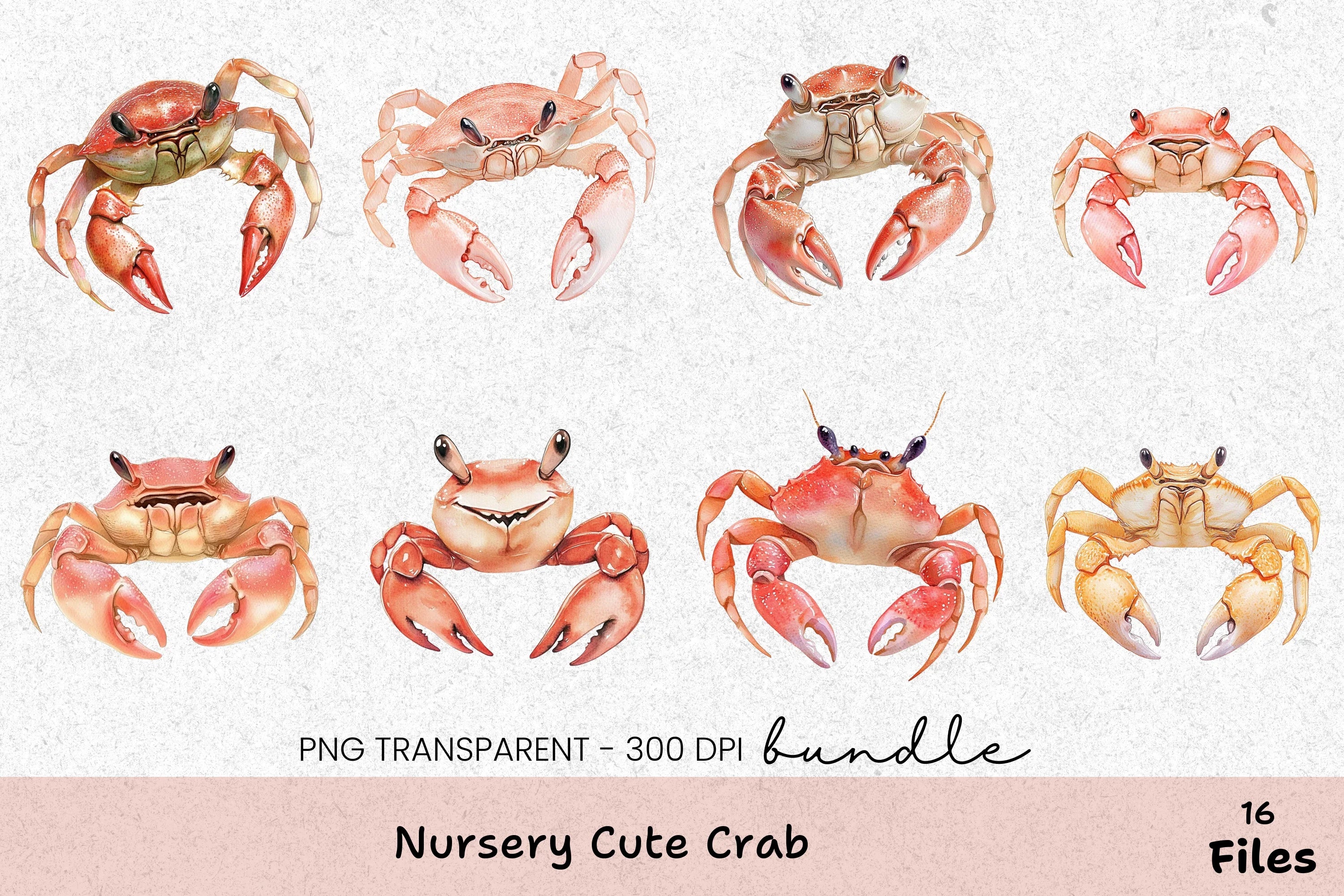 Nursery Cute Crab Clipart Bundle - CraftNest - Digital Crafting and Art