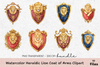 Heraldic Lion Coat of Arms Clipart Bundle