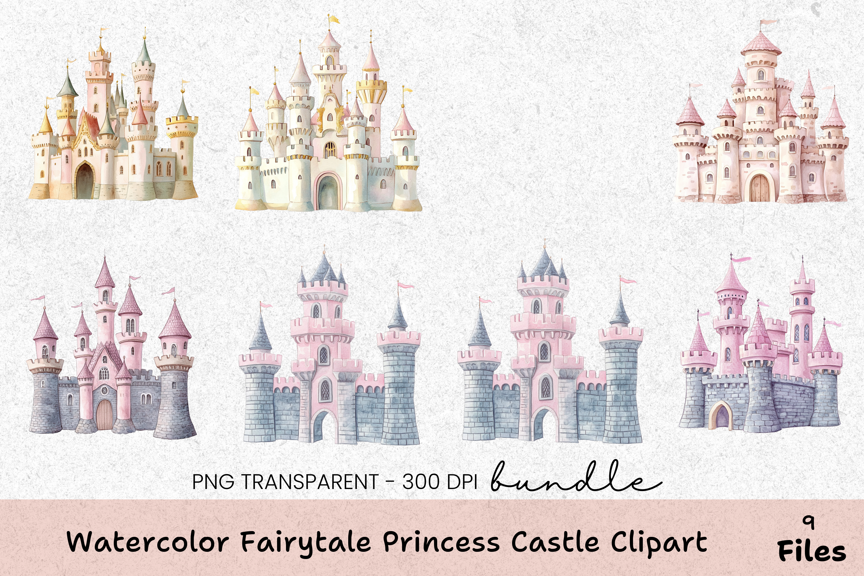 Fairytale Princess Castle Clipart Bundle
