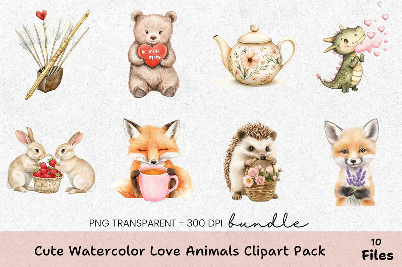 Cute Love Animals Clipart Bundle - CraftNest - Digital Crafting and Art
