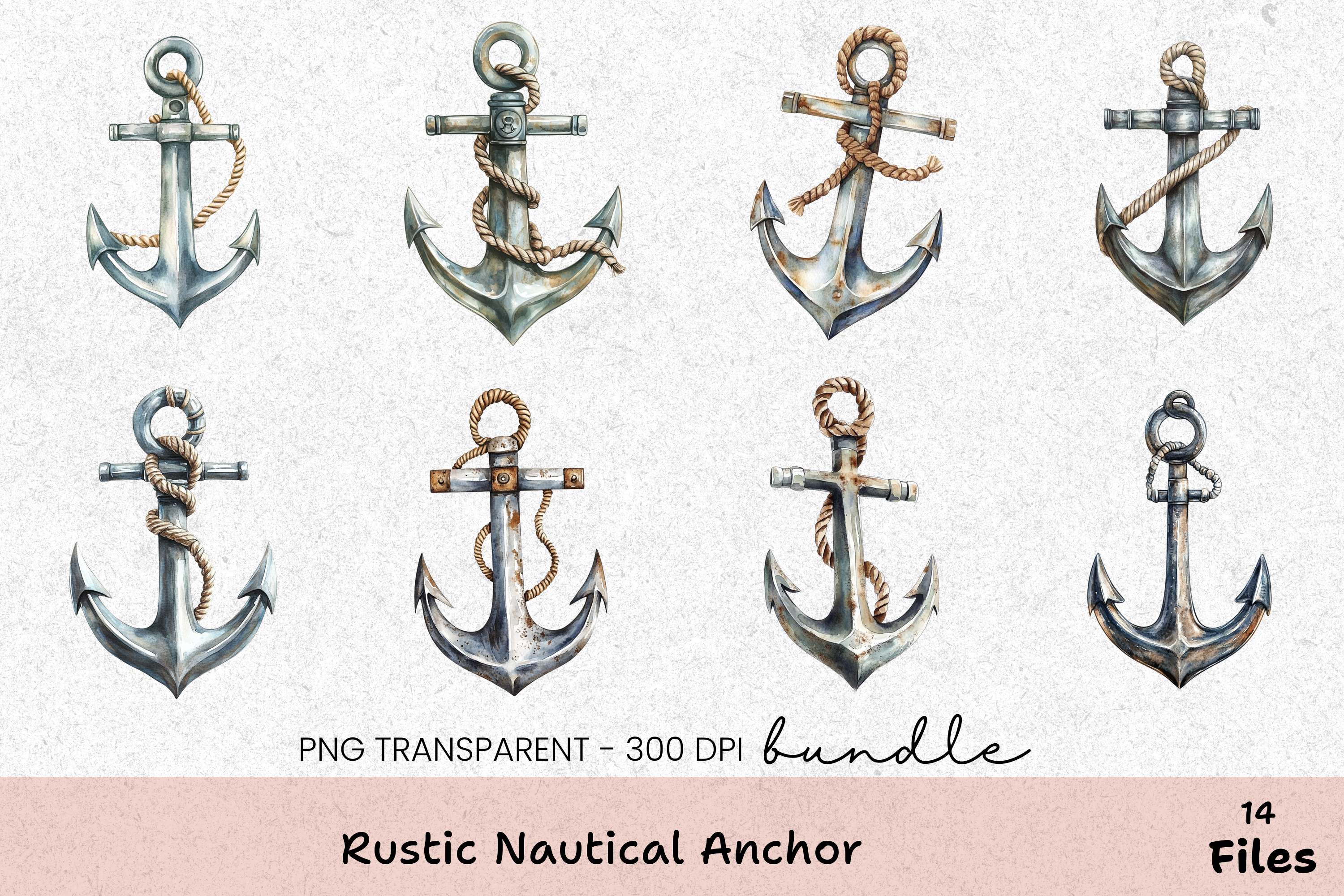 Rustic Nautical Anchor Clipart Bundle