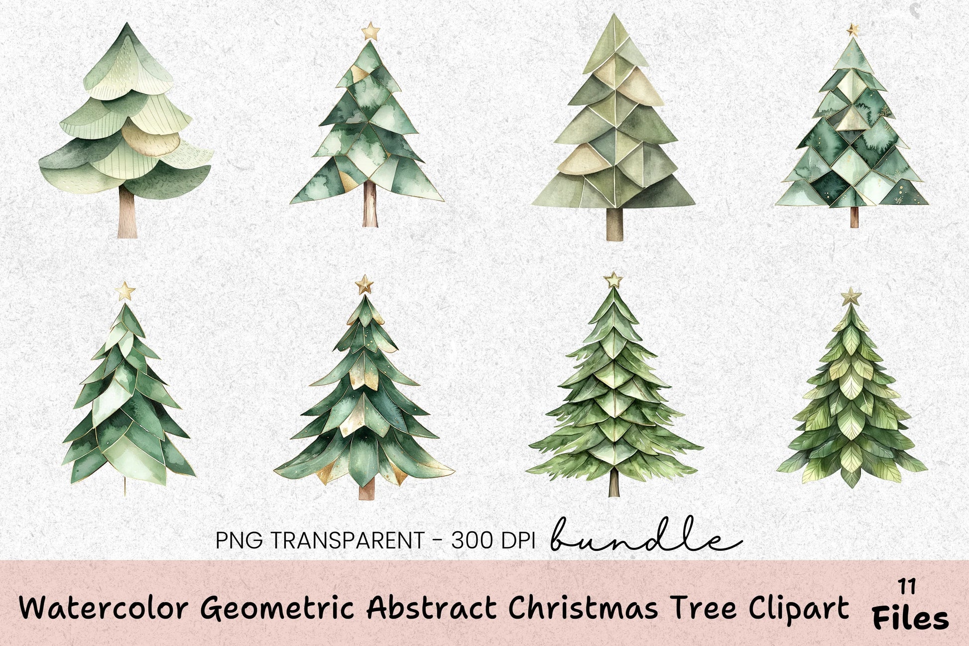 Geometric Abstract Christmas Tree Clipart Bundle - CraftNest - Digital Crafting and Art