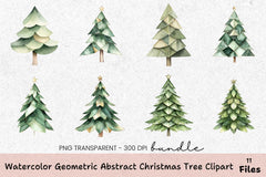 Geometric Abstract Christmas Tree Clipart Bundle - CraftNest - Digital Crafting and Art