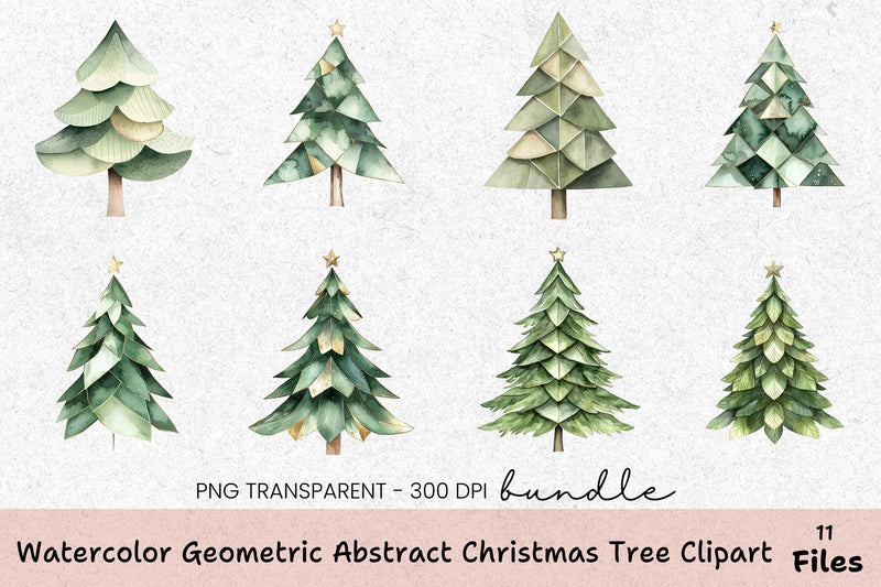 Geometric Abstract Christmas Tree Clipart Bundle - CraftNest - Digital Crafting and Art