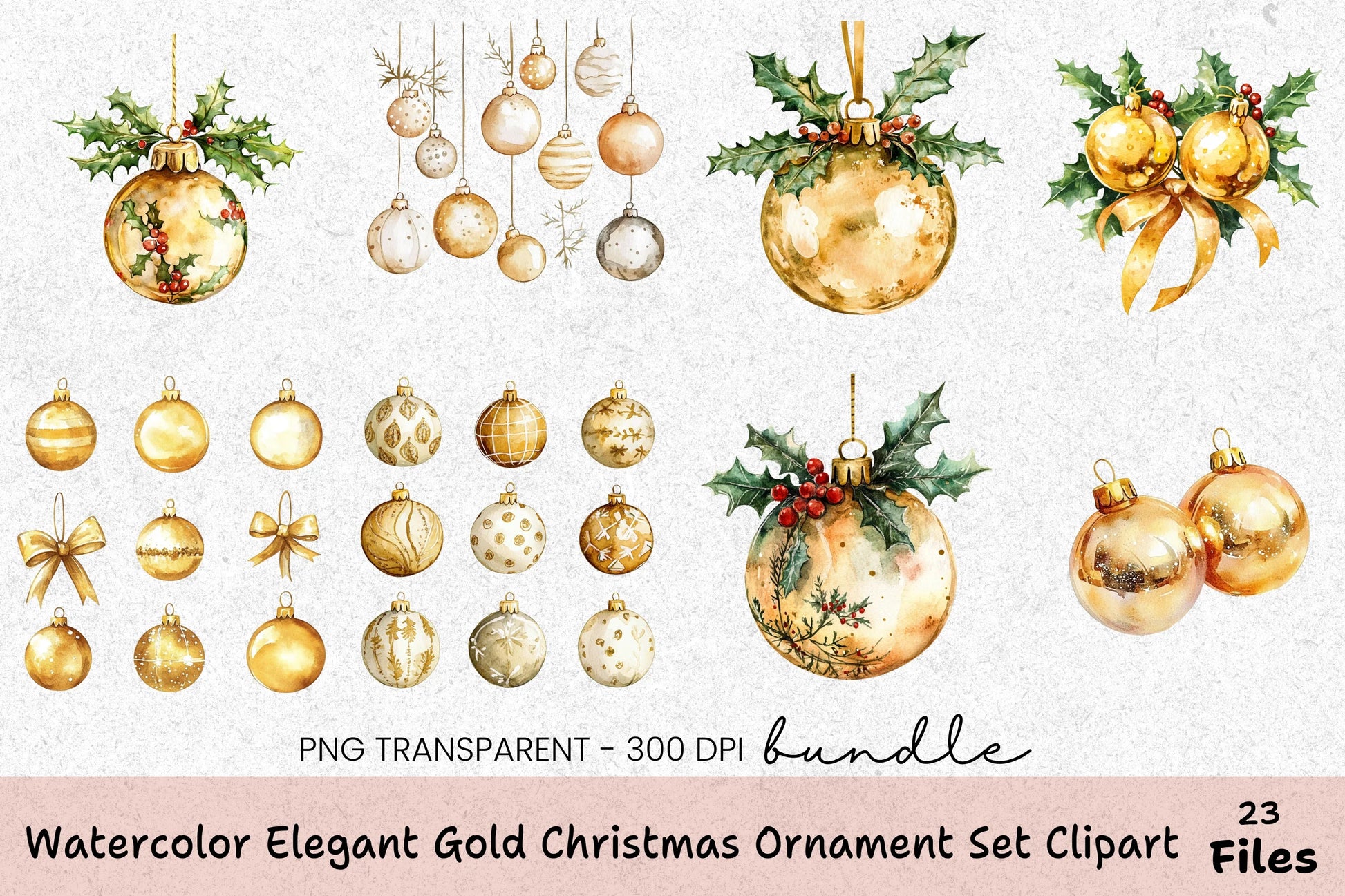Elegant Gold Christmas Ornament Clipart Bundle - CraftNest - Digital Crafting and Art