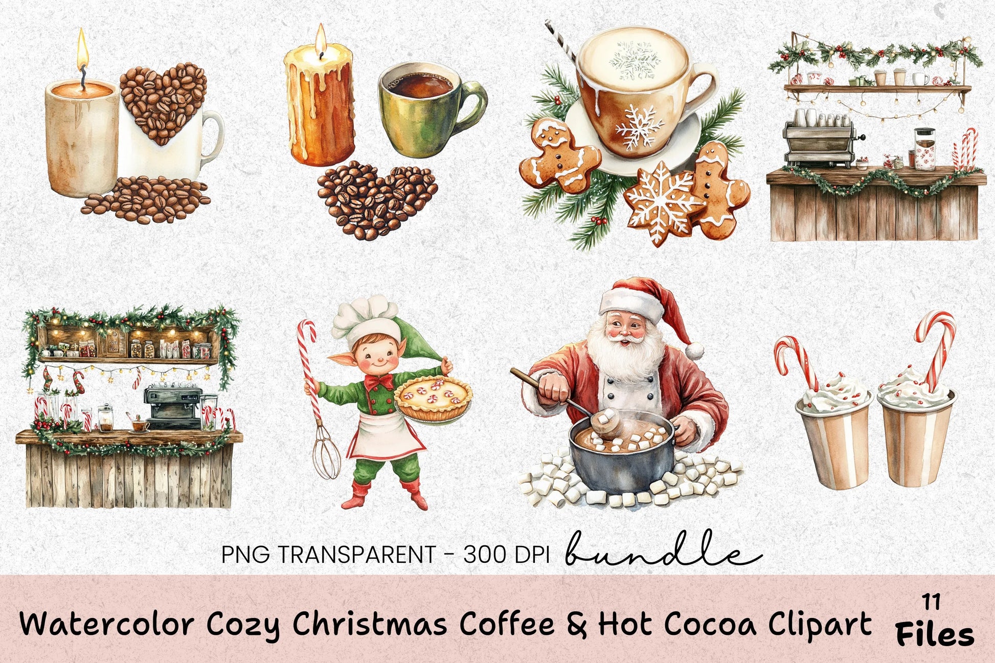 Cozy Christmas Coffee & Hot Cocoa Clipart Bundle - CraftNest - Digital Crafting and Art