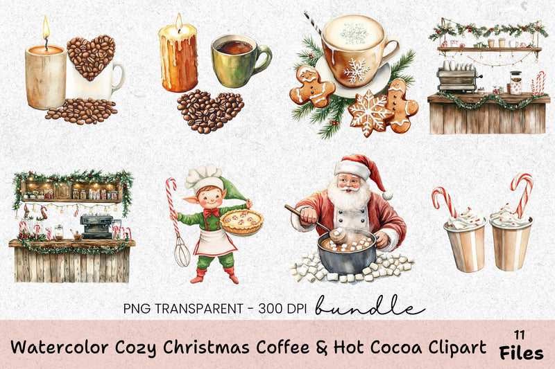 Cozy Christmas Coffee & Hot Cocoa Clipart Bundle - CraftNest - Digital Crafting and Art