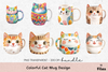 Colorful Cat Design Mug Wrap Bundle