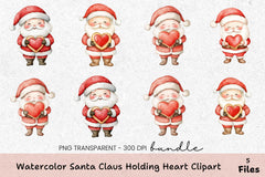 Santa Claus Heart Clipart Bundle - CraftNest - Digital Crafting and Art