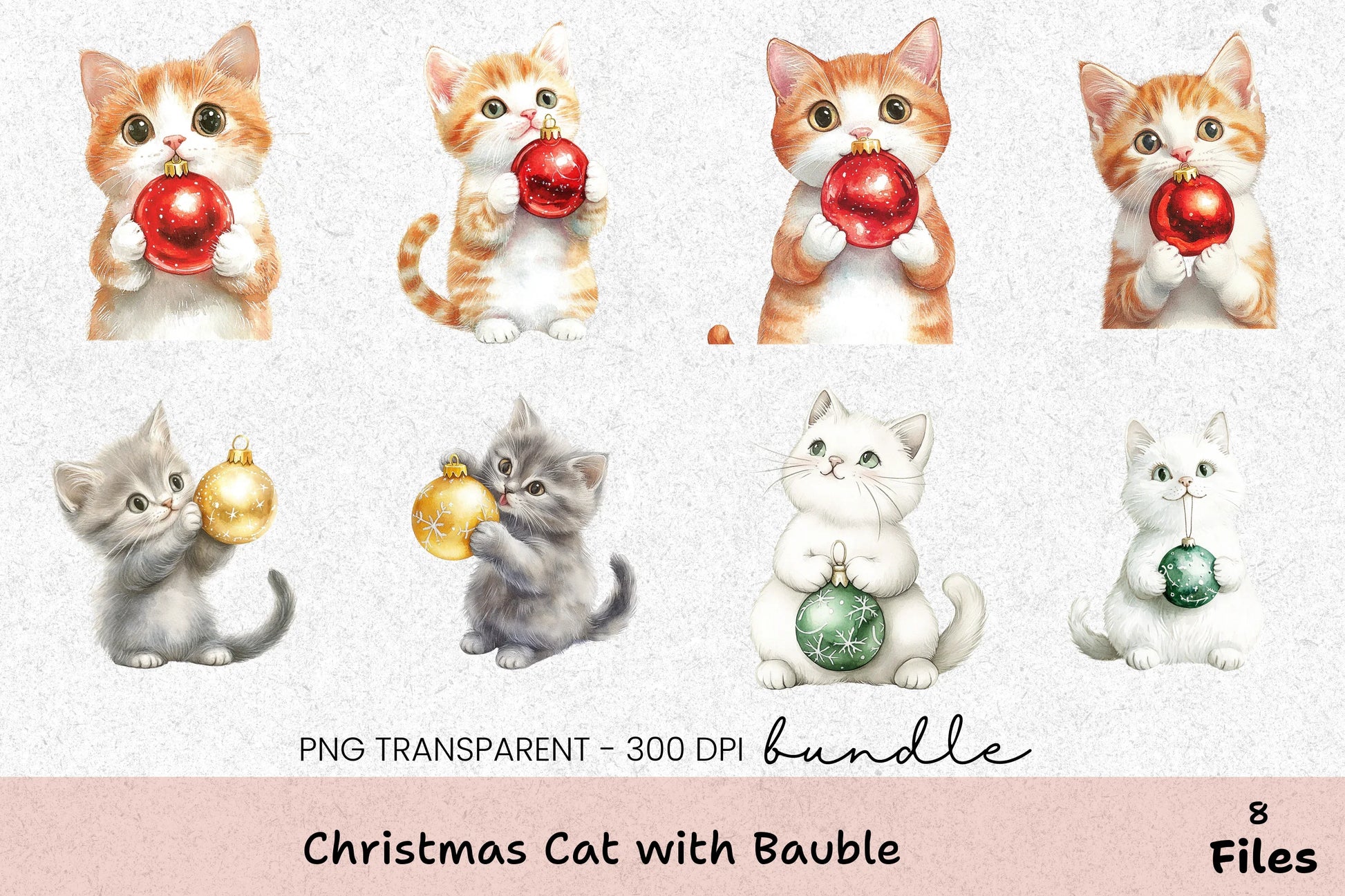 Christmas Cat with Bauble Clipart Bundle - CraftNest - Digital Crafting and Art