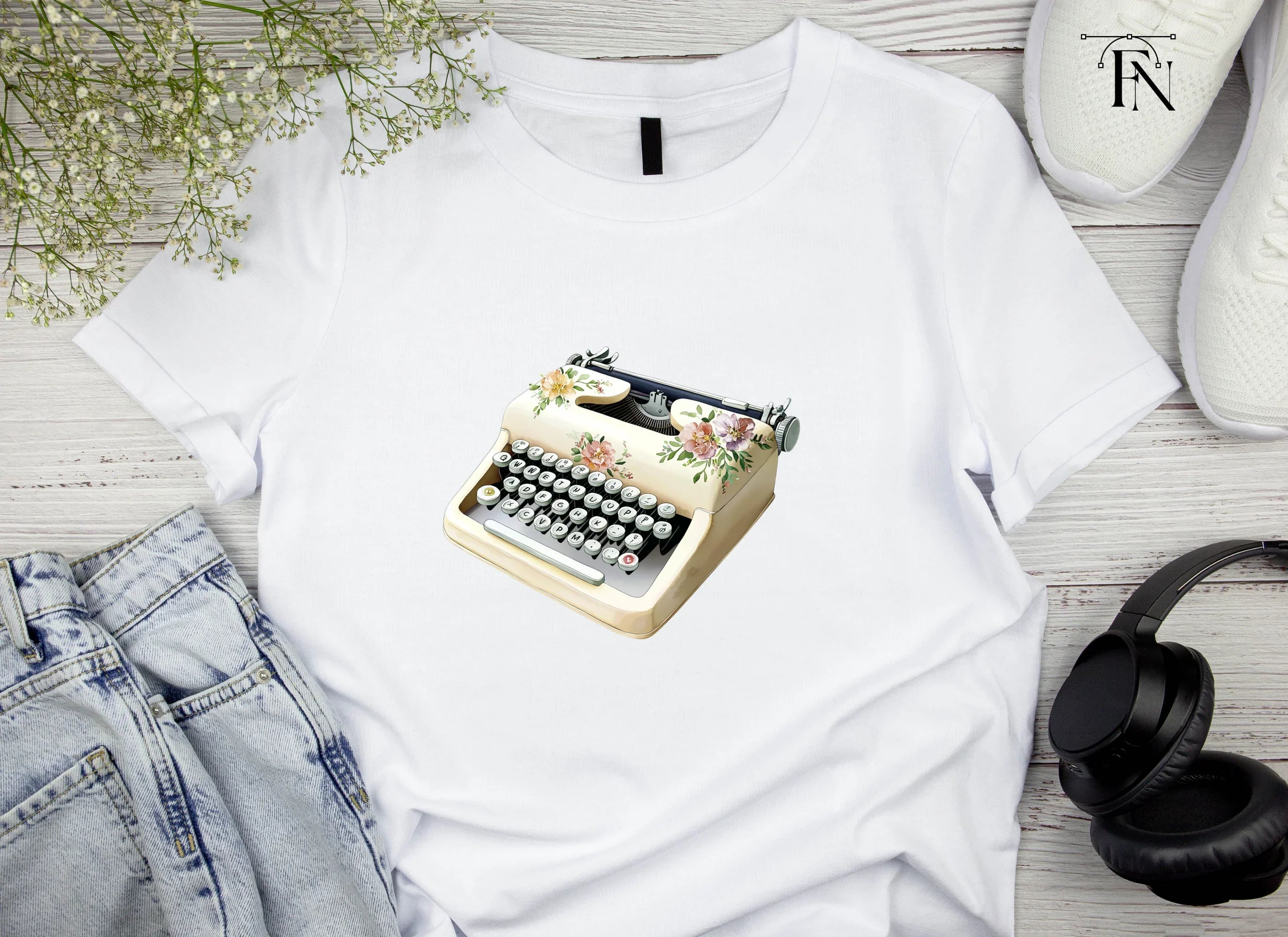 Charming Floral Typewriter Clipart Bundle