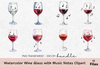 Wine Glass Music Notes Clipart Bundle