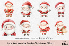 Cute Santa Christmas Clipart Bundle - CraftNest - Digital Crafting and Art