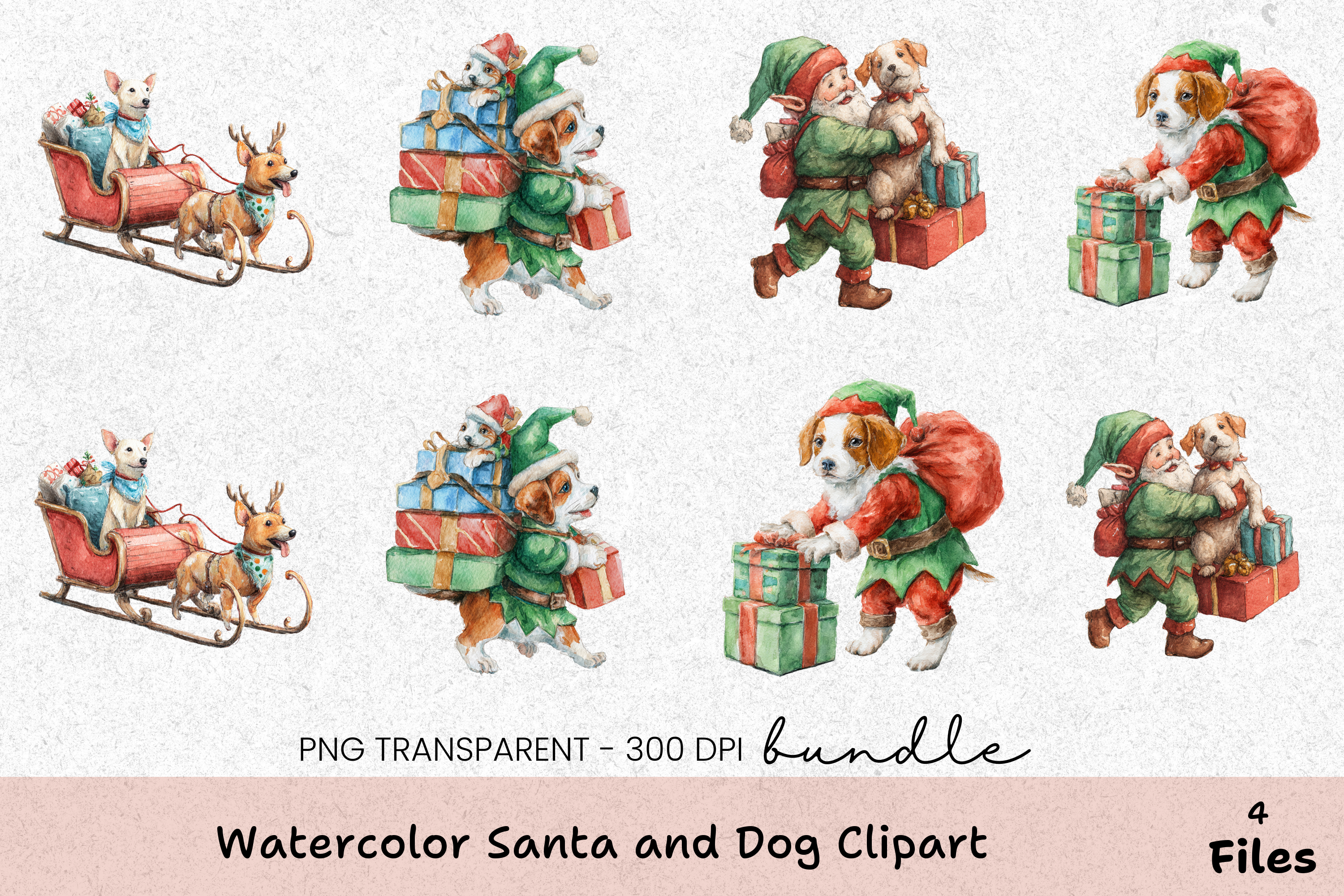 Santa and Dog Clipart Bundle