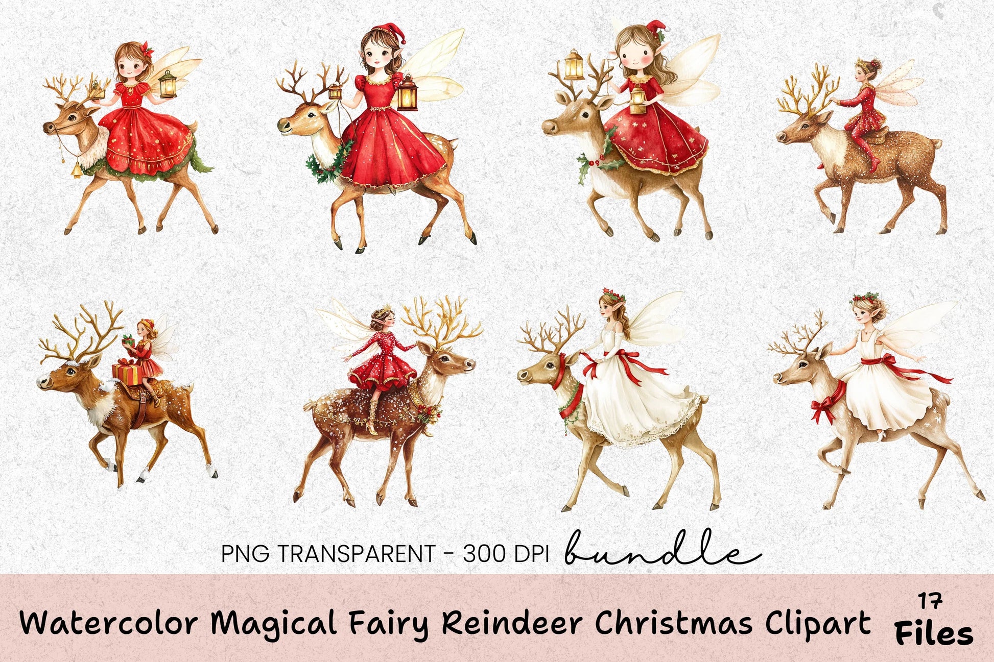 Magical Fairy Reindeer Christmas Clipart Bundle - CraftNest - Digital Crafting and Art