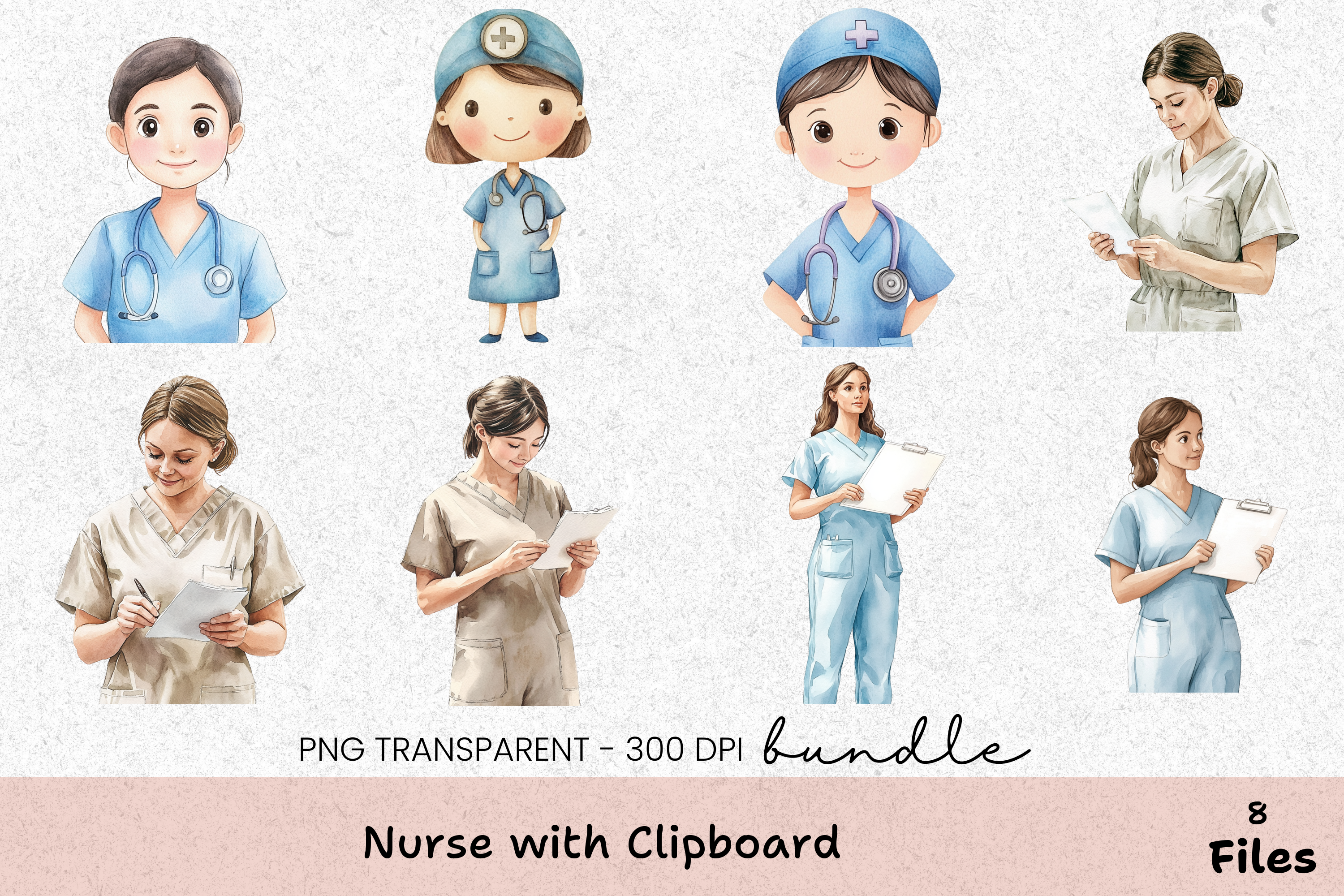 Nurse with Clipboard Clipart Bundle