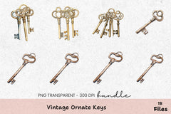 Vintage Ornate Keys Clipart Bundle - CraftNest - Digital Crafting and Art