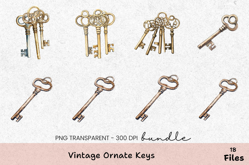 Vintage Ornate Keys Clipart Bundle - CraftNest - Digital Crafting and Art