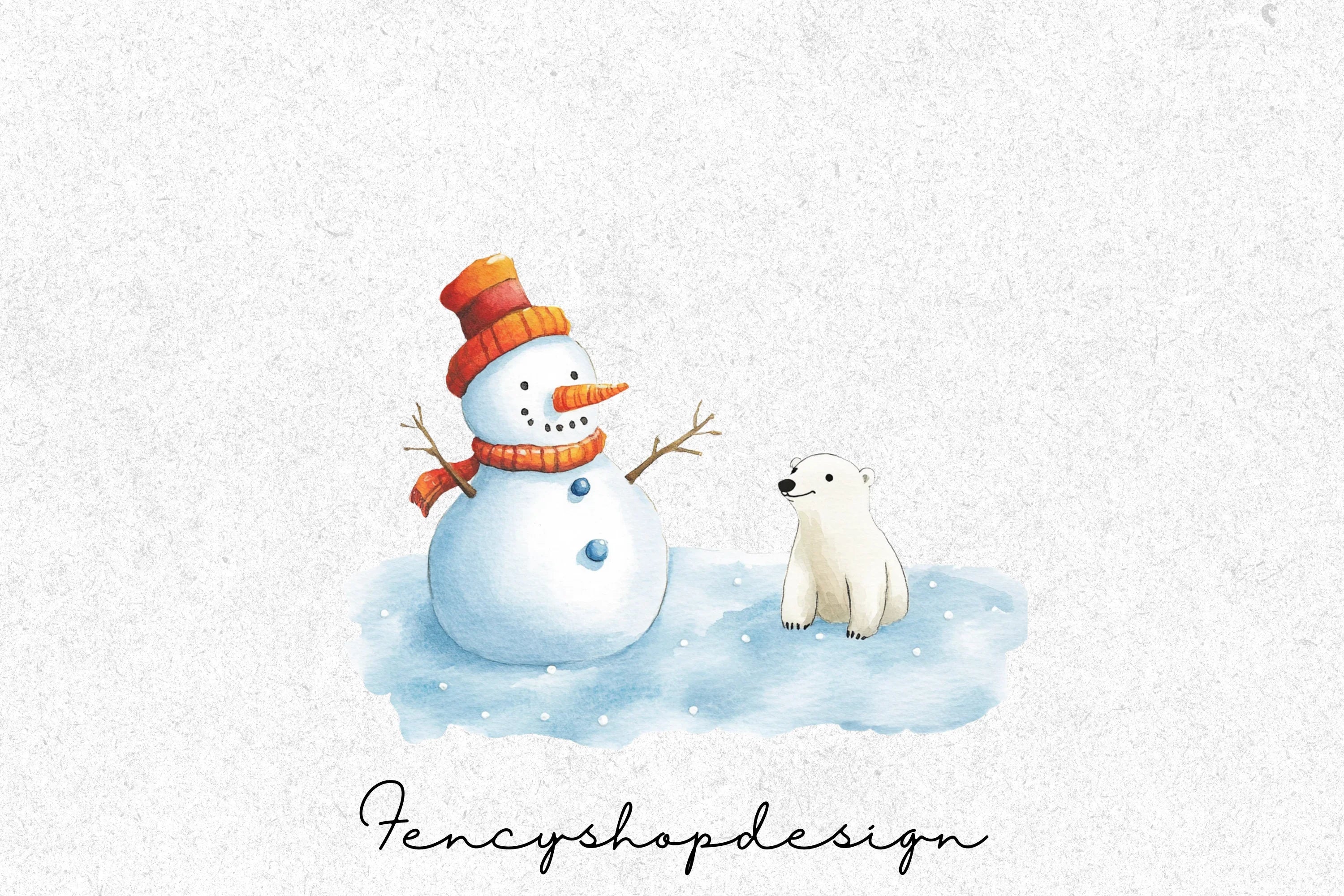 Cute Snowman Winter Clipart Bundle