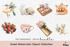 Charming Critters & Floral Teatime Clipart Bundle - CraftNest - Digital Crafting and Art