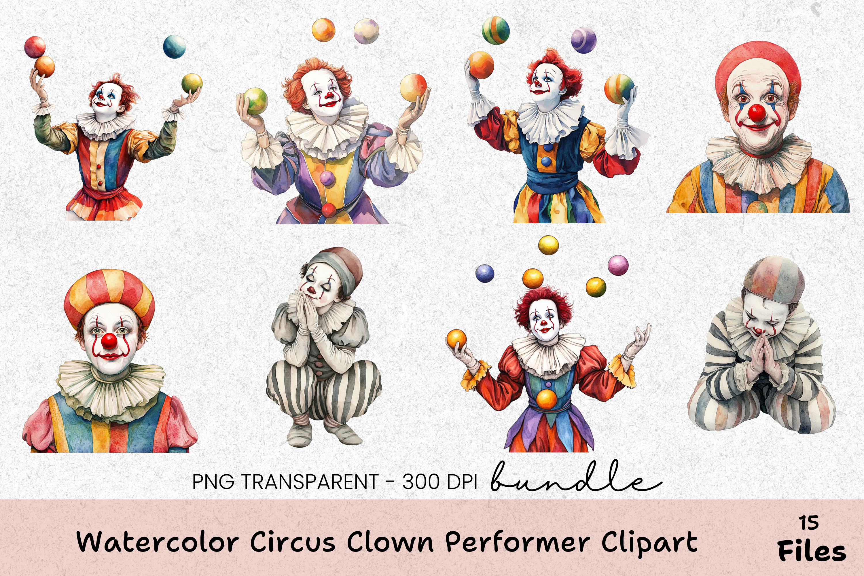 Circus Clown Performer Clipart Bundle