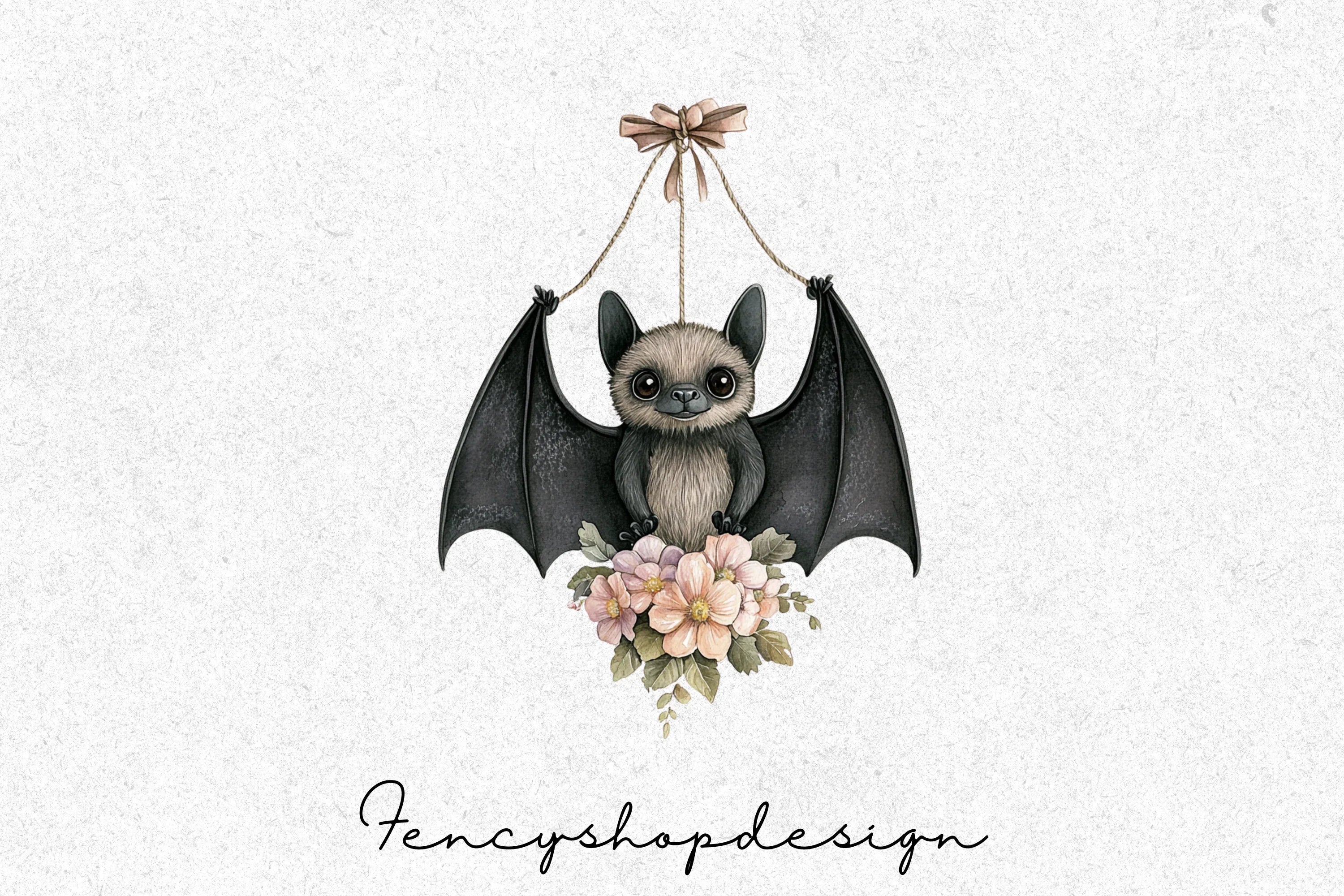Whimsical Bat Floral Accents Clipart Bundle