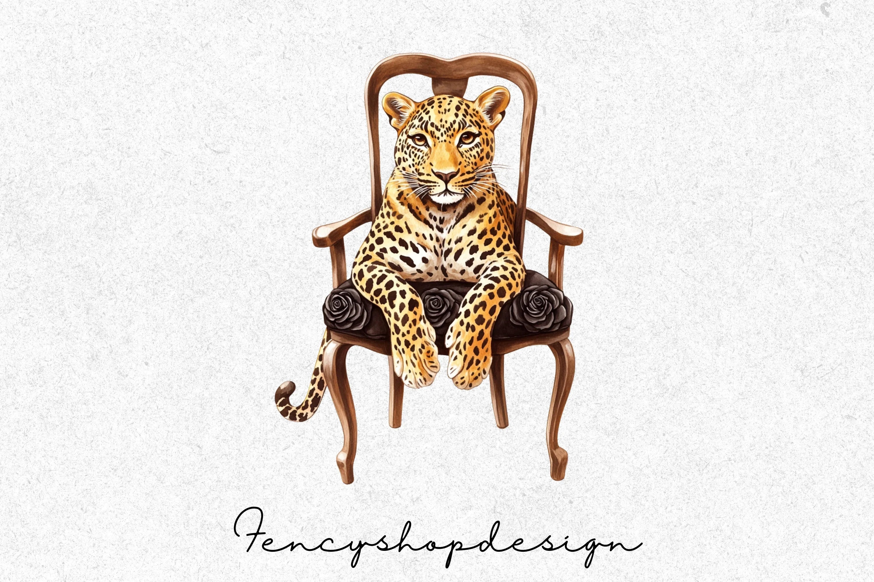 Chic Leopard in Chair Clipart Bundle