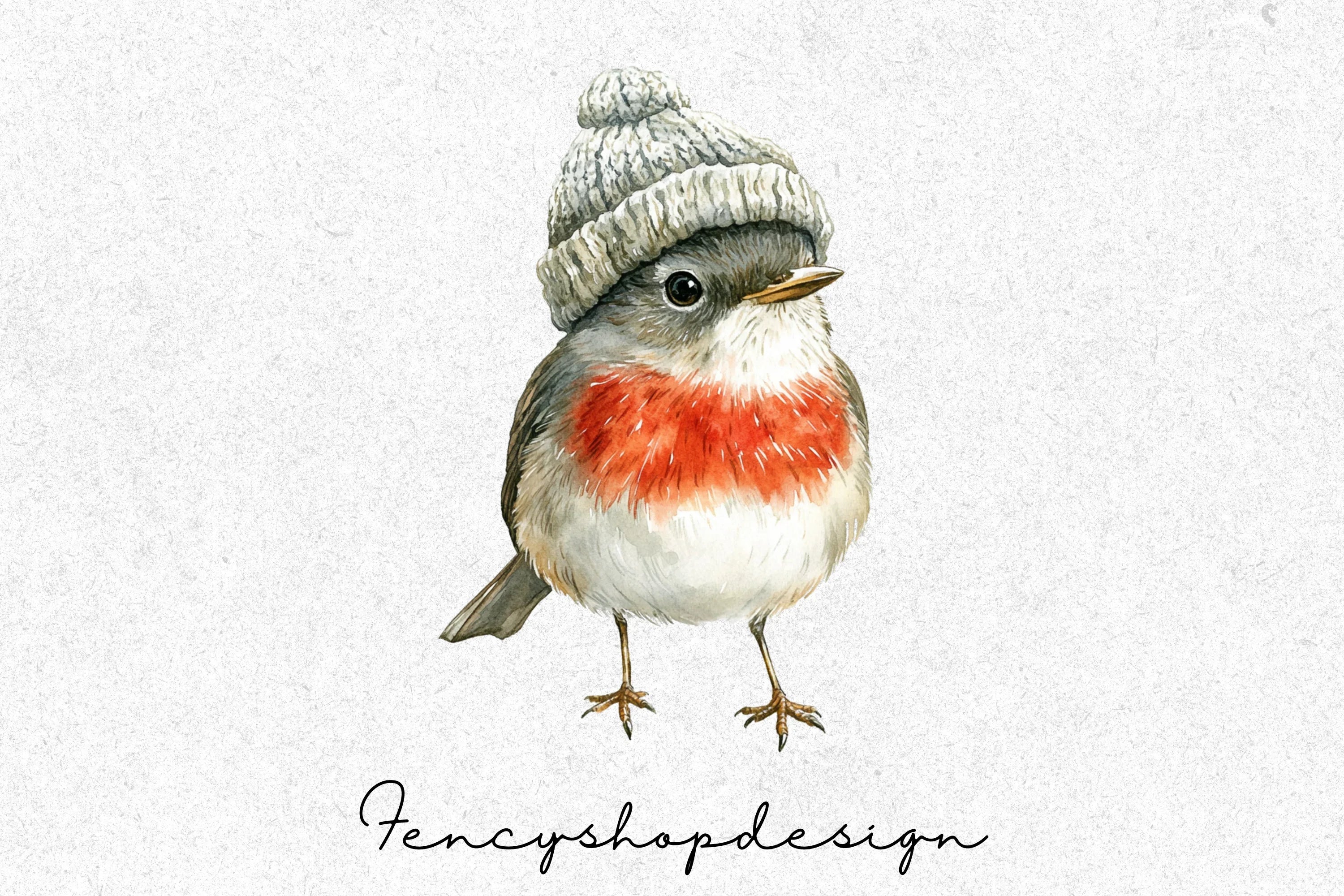 Cozy Christmas Robin Bird Clipart Bundle