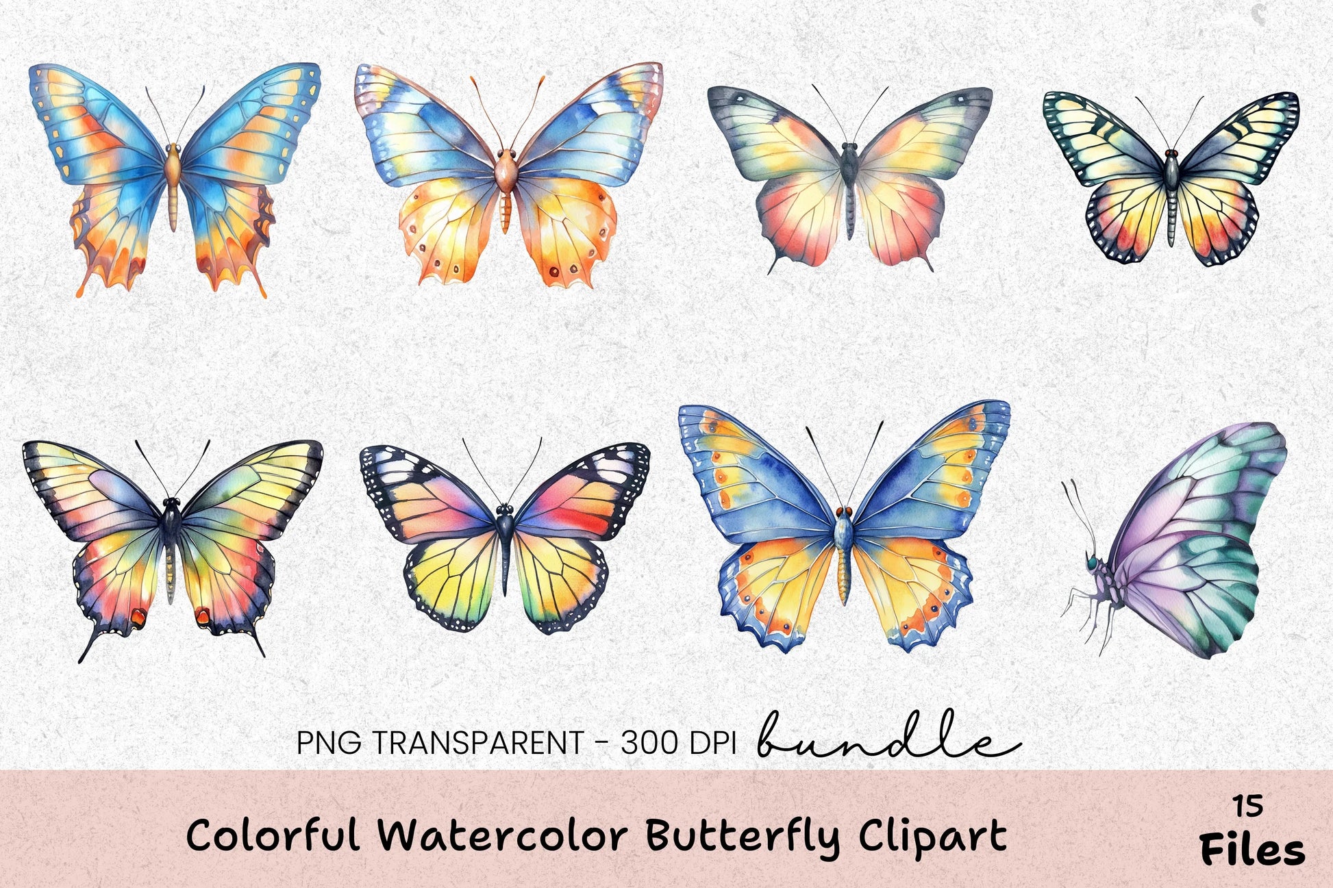 Colorful Butterfly Clipart Bundle - CraftNest - Digital Crafting and Art